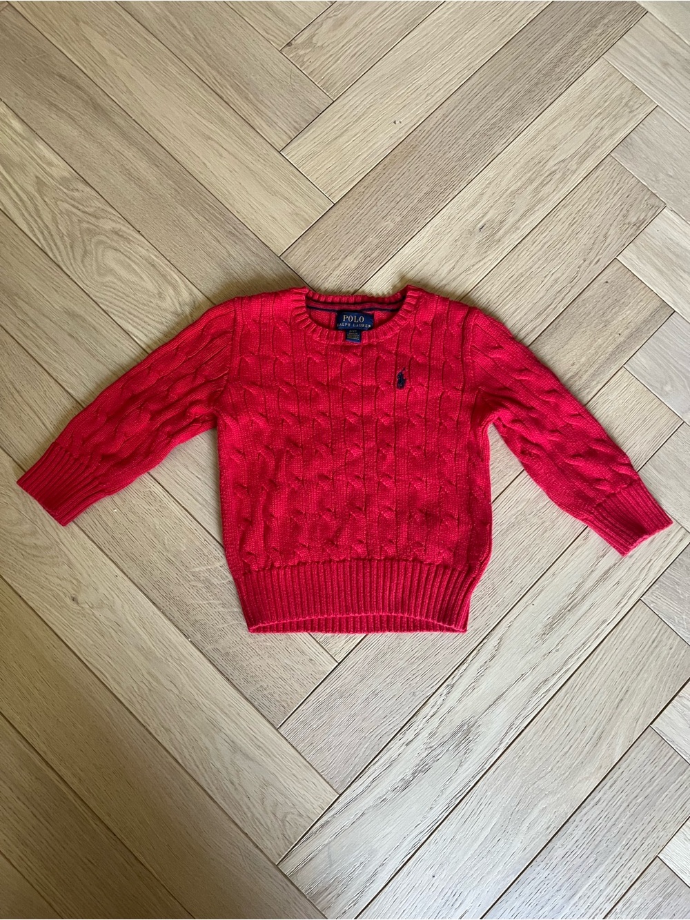 Polo by Ralph Lauren Bright Red Cable Knit Sweater